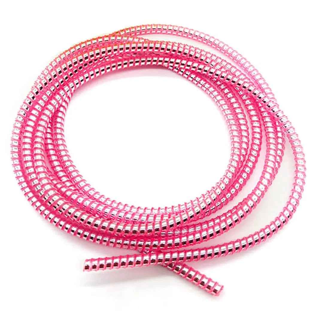 ktusu Generic Enhancement [ Pack of 3 ] Spiral Charger Cable Protector Data Wire Saver for Charging Cable ( 1.5 Meter ) Pink