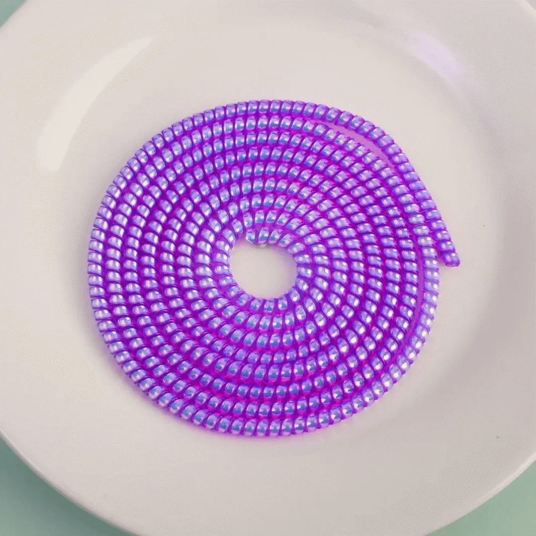 ktusu Generic Enhancement [ Pack of 3 ] Spiral Charger Cable Protector Data Wire Saver for Charging Cable ( 1.5 Meter ) Purple