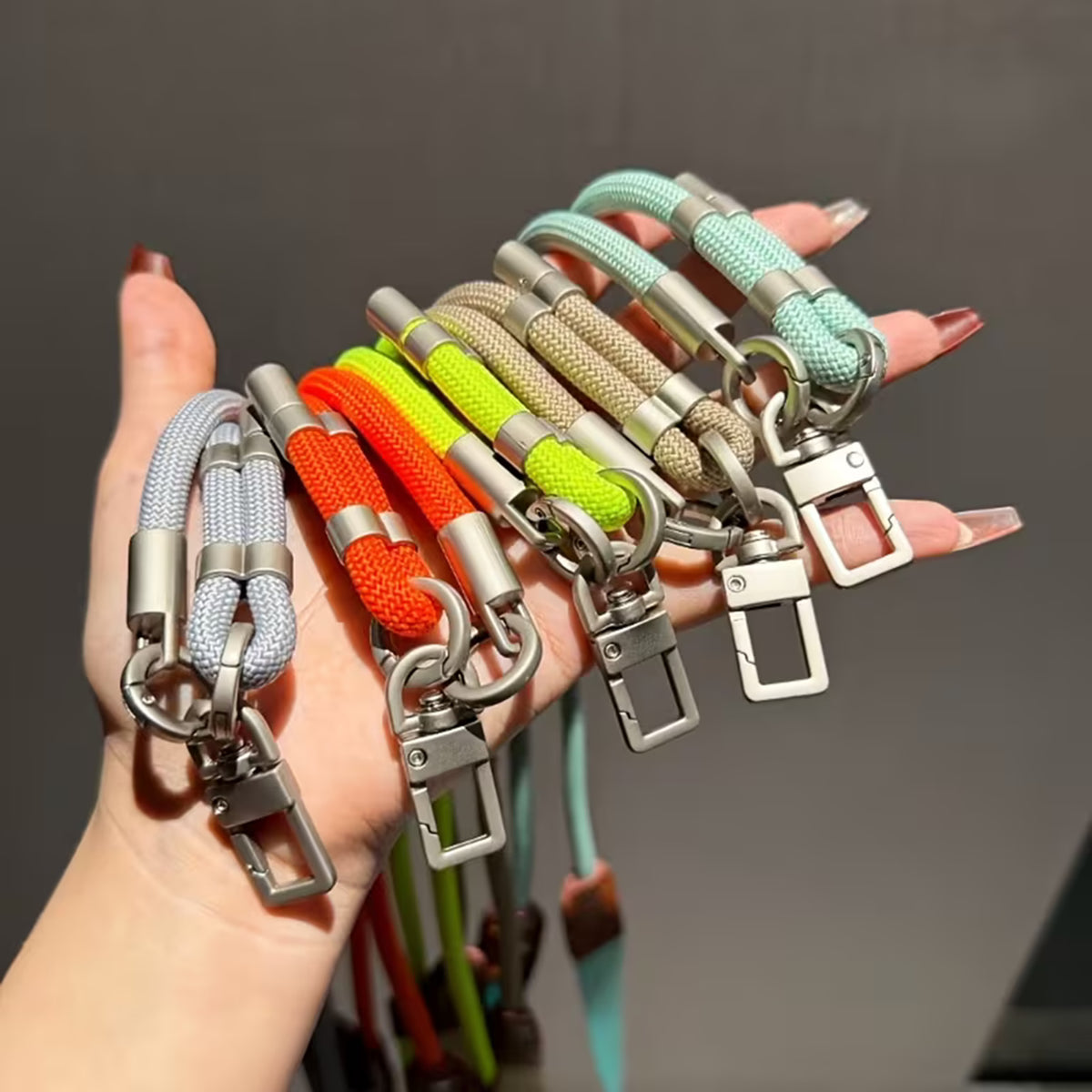 Phone Lanyard Adjustable Crossbody Strap Double Buckle Anti Theft Chain Woven Phone Lanyard with Carabiner Hook