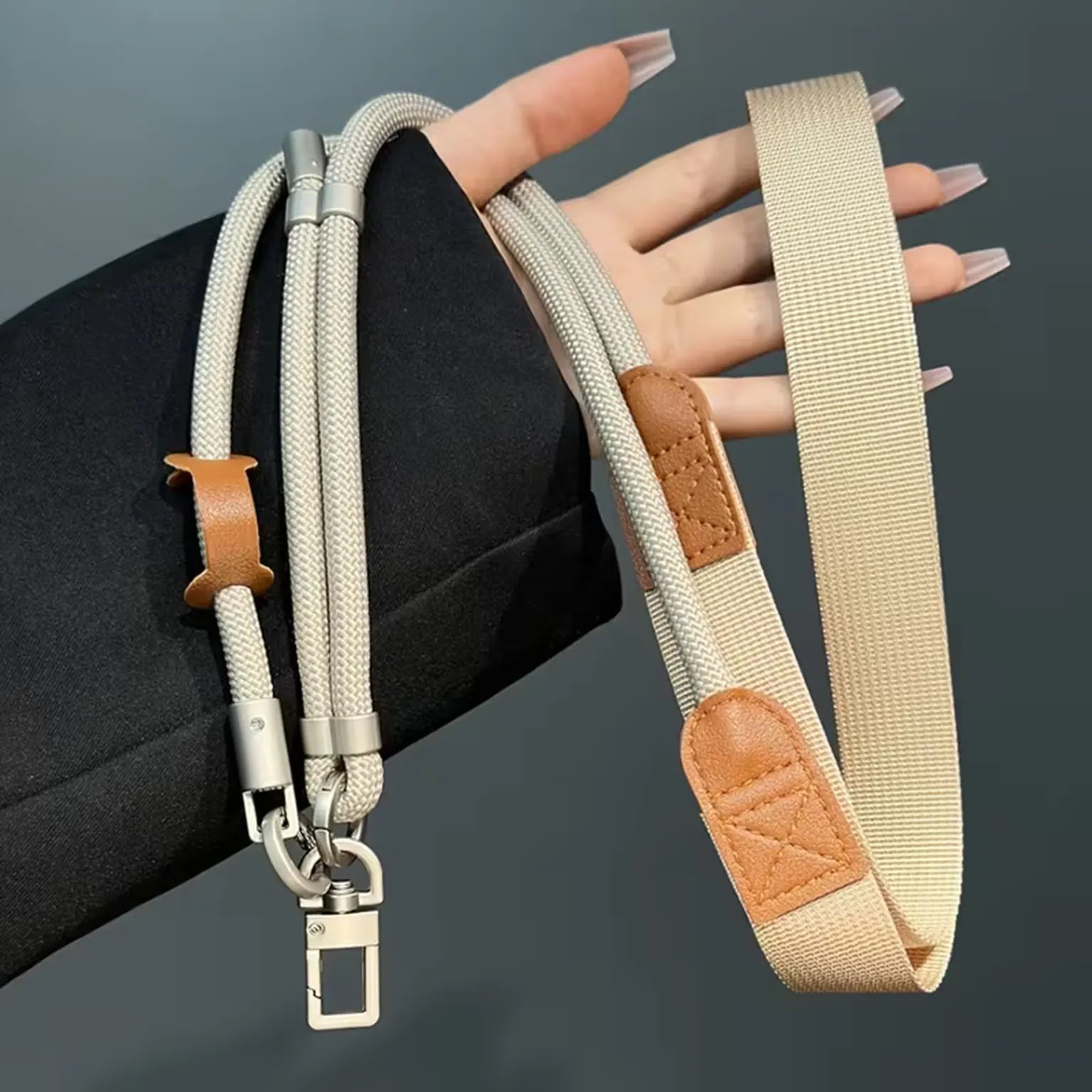 Phone Lanyard Adjustable Crossbody Strap Double Buckle Anti Theft Chain Woven Phone Lanyard with Carabiner Hook KTSU9PRN0 8918383790154