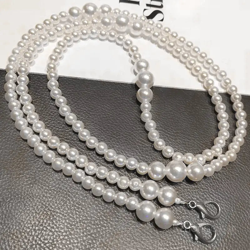 Enhancement Portable Pearls Long Strap for The Neck And Shoulder Phone Lanyard with Transparent Card Holder