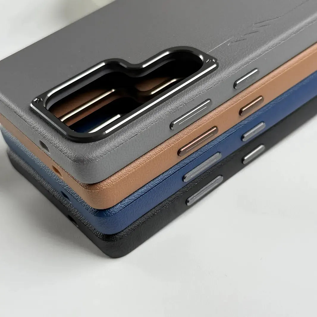 ktusu Generic Cases & Covers Premium Leather Texture Metal Button MagSafe Case for Samsung S25 Ultra