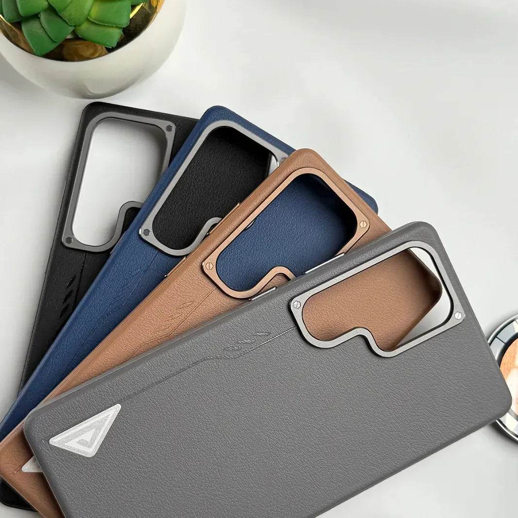 ktusu Generic Cases & Covers Premium Leather Texture Metal Button MagSafe Case for Samsung S25 Ultra