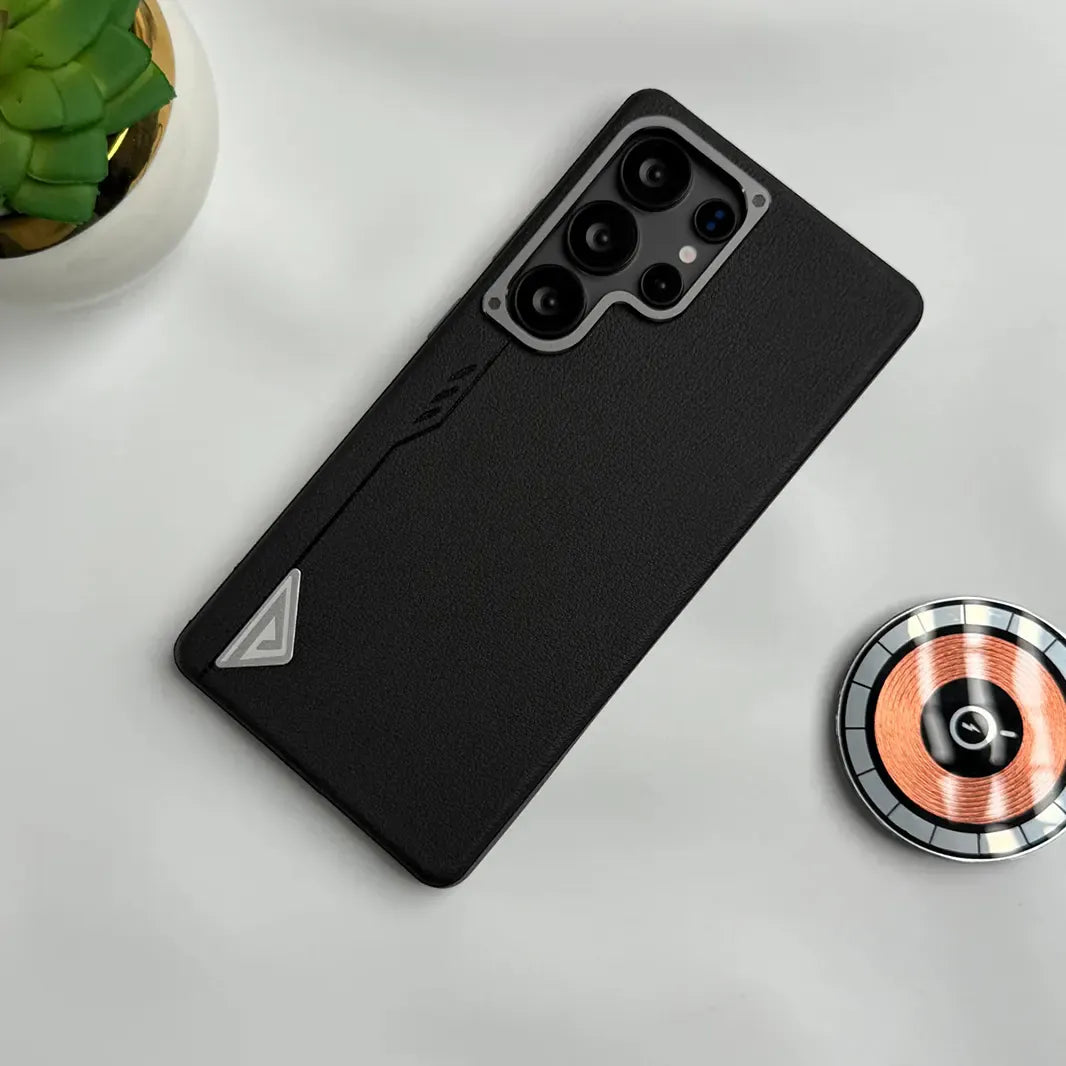 ktusu Generic Cases & Covers Premium Leather Texture Metal Button MagSafe Case for Samsung S25 Ultra Black