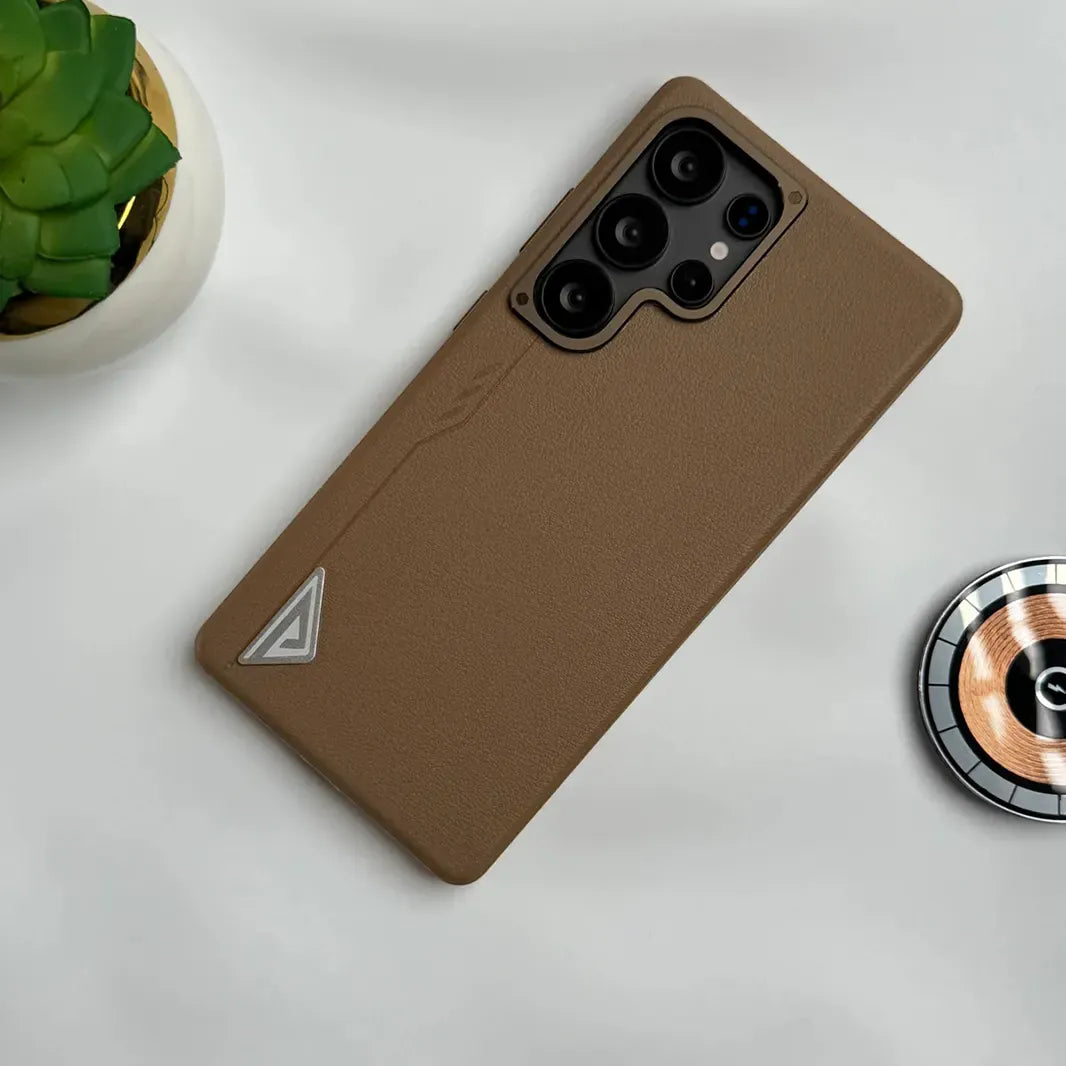 ktusu Generic Cases & Covers Premium Leather Texture Metal Button MagSafe Case for Samsung S25 Ultra Brown