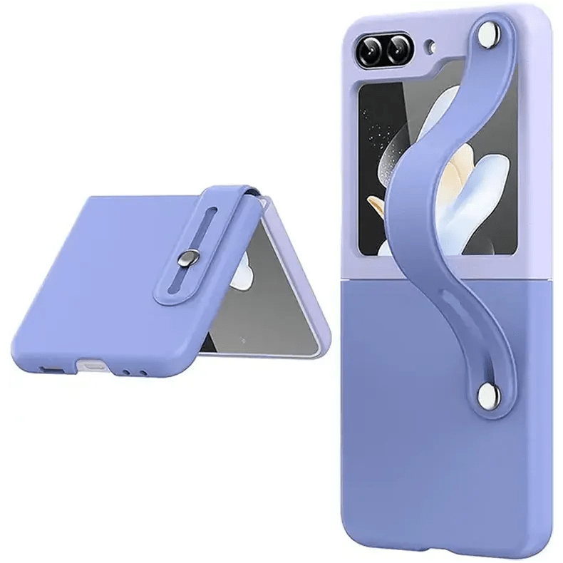 Cases & Covers for Samsung Z Flip5 / Lavender Samsung Galaxy Z Flip5 PU Leather Wrist Band Dual Color Back Case