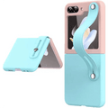 Cases & Covers for Samsung Z Flip5 / Pink Sky Blue Samsung Galaxy Z Flip5 PU Leather Wrist Band Dual Color Back Case