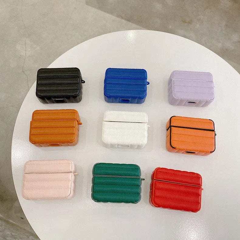 Puffy Pebble Leather Dual Layer Hard Cover for Airpods 3