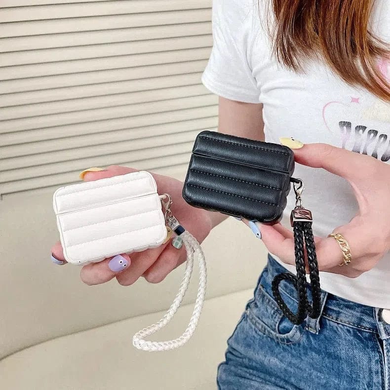 Puffy Pebble Leather Dual Layer Hard Cover for Airpods 3