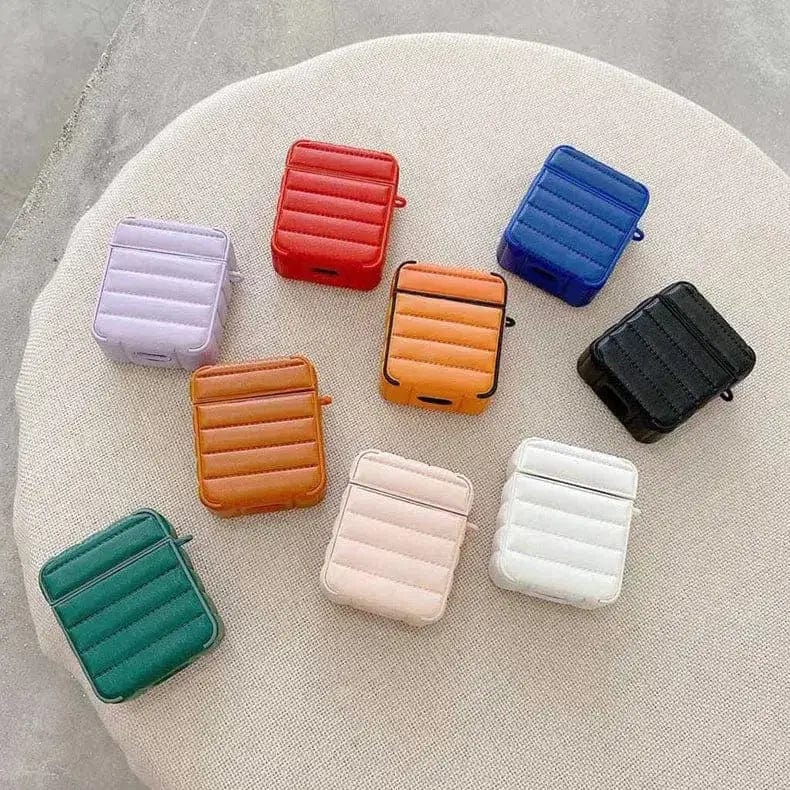 Puffy Pebble Leather Dual Layer Hard Cover for Airpods 3
