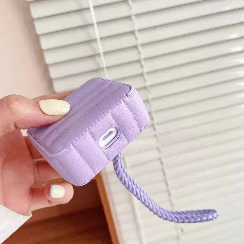 Puffy Pebble Leather Dual Layer Hard Cover for Airpods 3