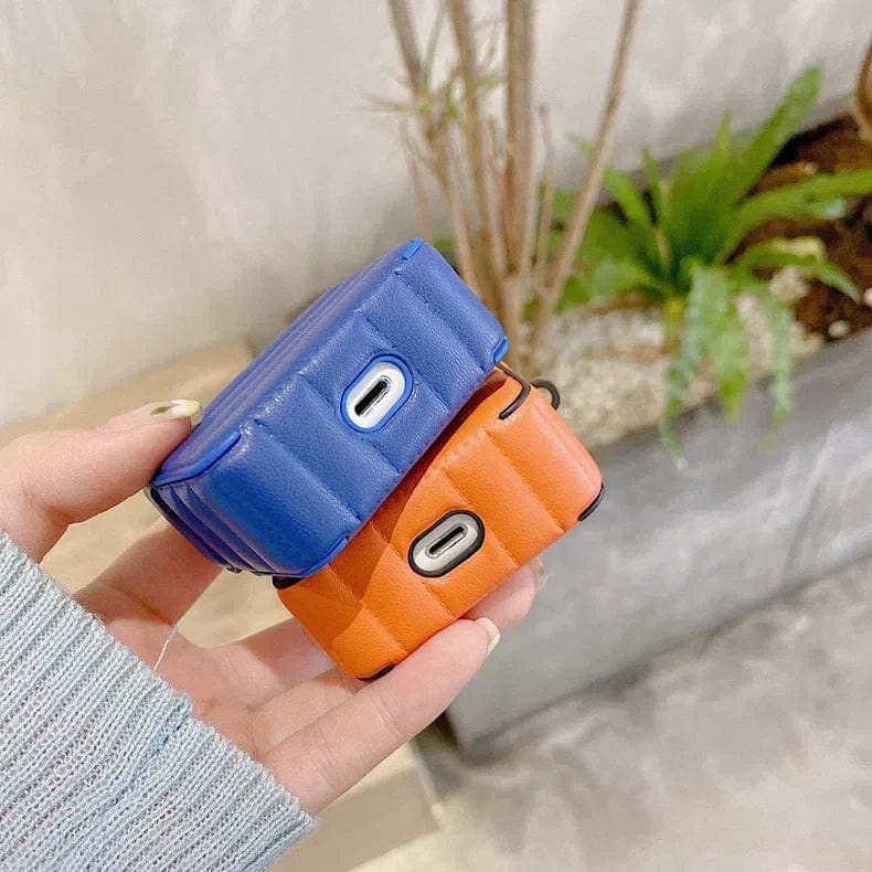 Puffy Pebble Leather Dual Layer Hard Cover for Airpods 3