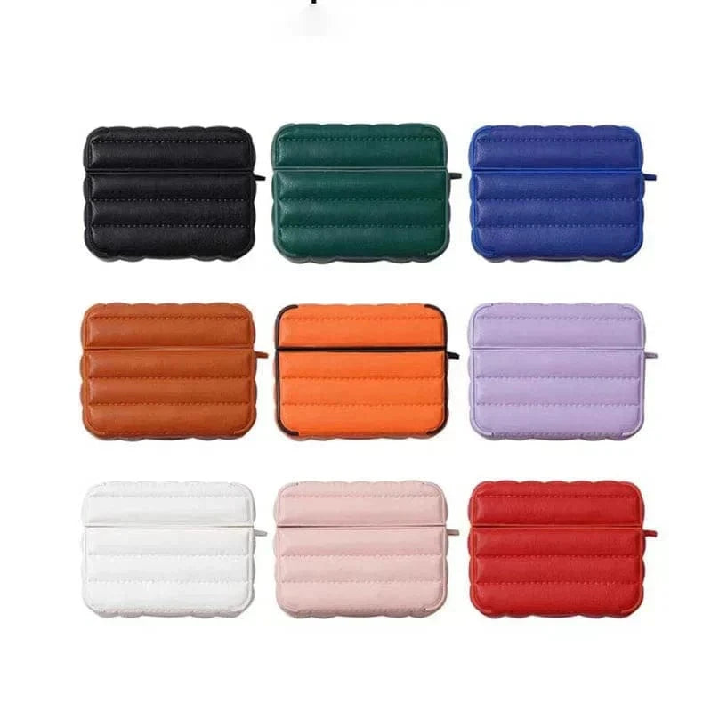 Puffy Pebble Leather Dual Layer Hard Cover for Airpods 3