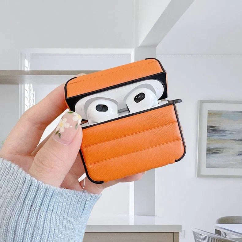 Puffy Pebble Leather Dual Layer Hard Cover for Airpods 3