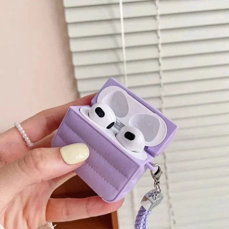 Puffy Pebble Leather Dual Layer Hard Cover for Airpods 3