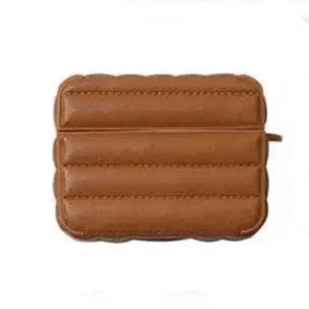 ktusu Generic Cases & Covers Puffy Pebble Leather Dual Layer Hard Cover for Airpods 4 Brown