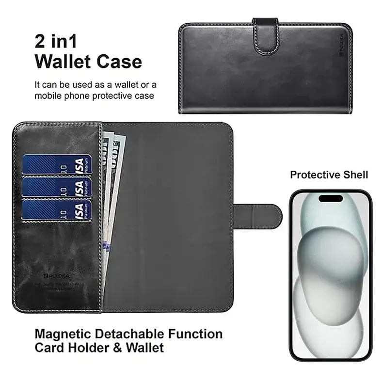 Cases & Covers for PULOKA Leather Wallet Flip Case with Detachable 2 in 1 Function iPhone