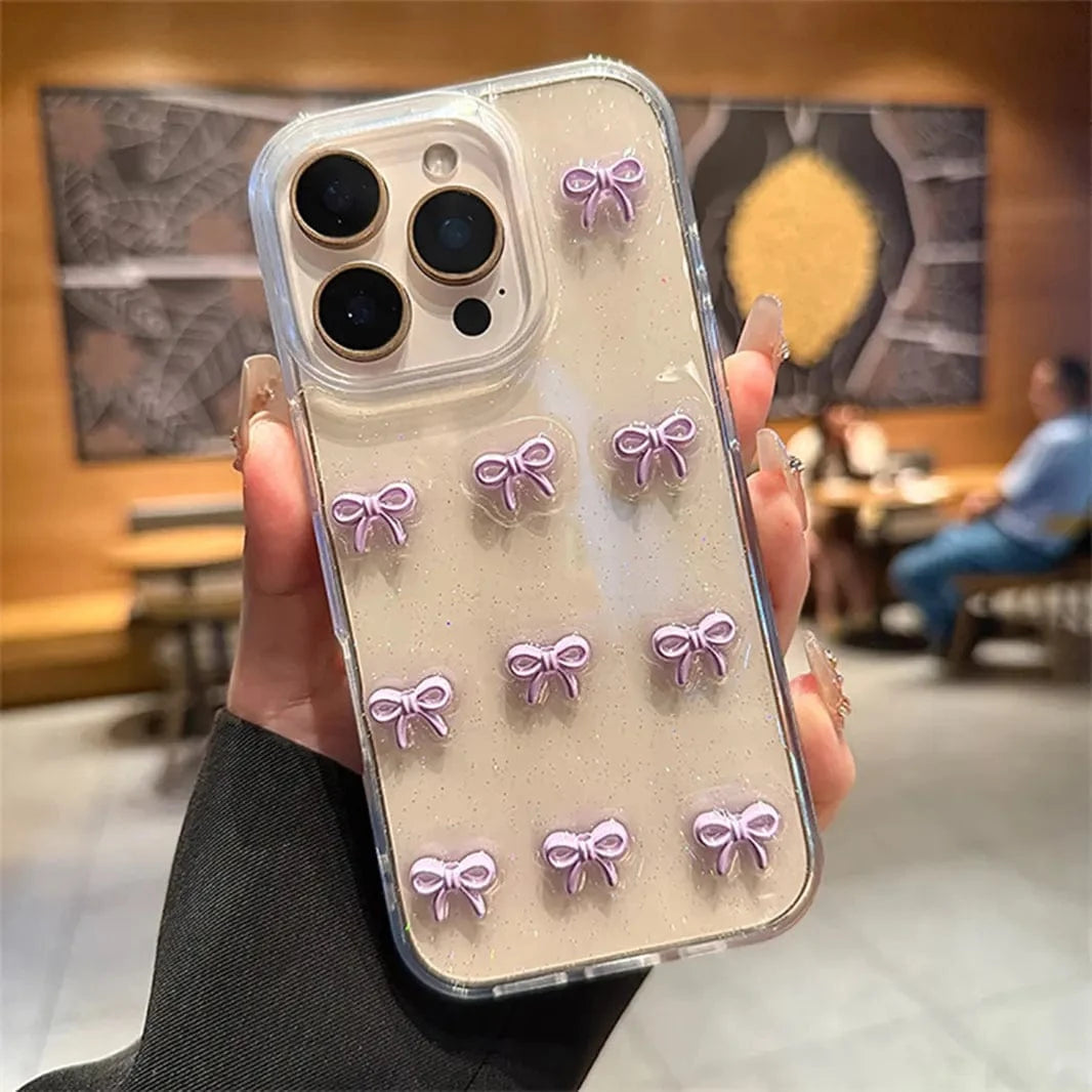3D Cute Korean Design Transparenrt Hard Case for iPhone 15 Plus