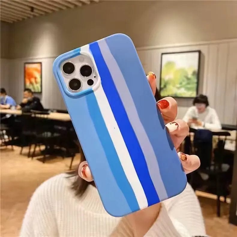 Cases & Covers for iPhone 11 Pro Max / Blue Rainbow Color Liquid Silicone Slim Soft Touch Phone Back Case for Apple iPhone