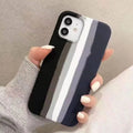 Cases & Covers for iPhone 12 Pro Max / Black Rainbow Color Liquid Silicone Slim Soft Touch Phone Back Case for Apple iPhone