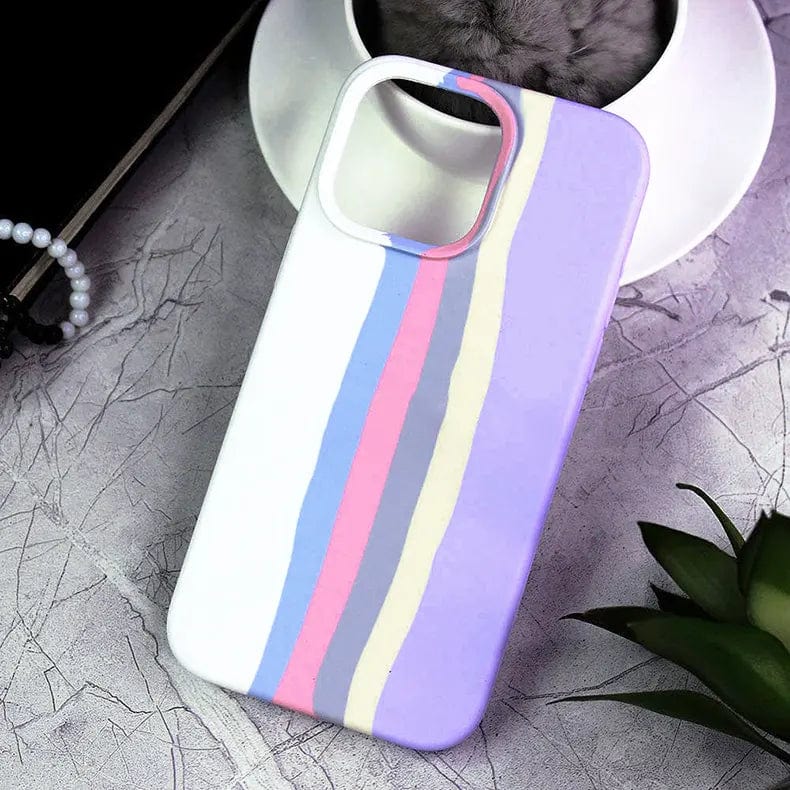 Cases & Covers for iPhone 12 Pro Max / White Lavender Rainbow Color Liquid Silicone Slim Soft Touch Phone Back Case for Apple iPhone