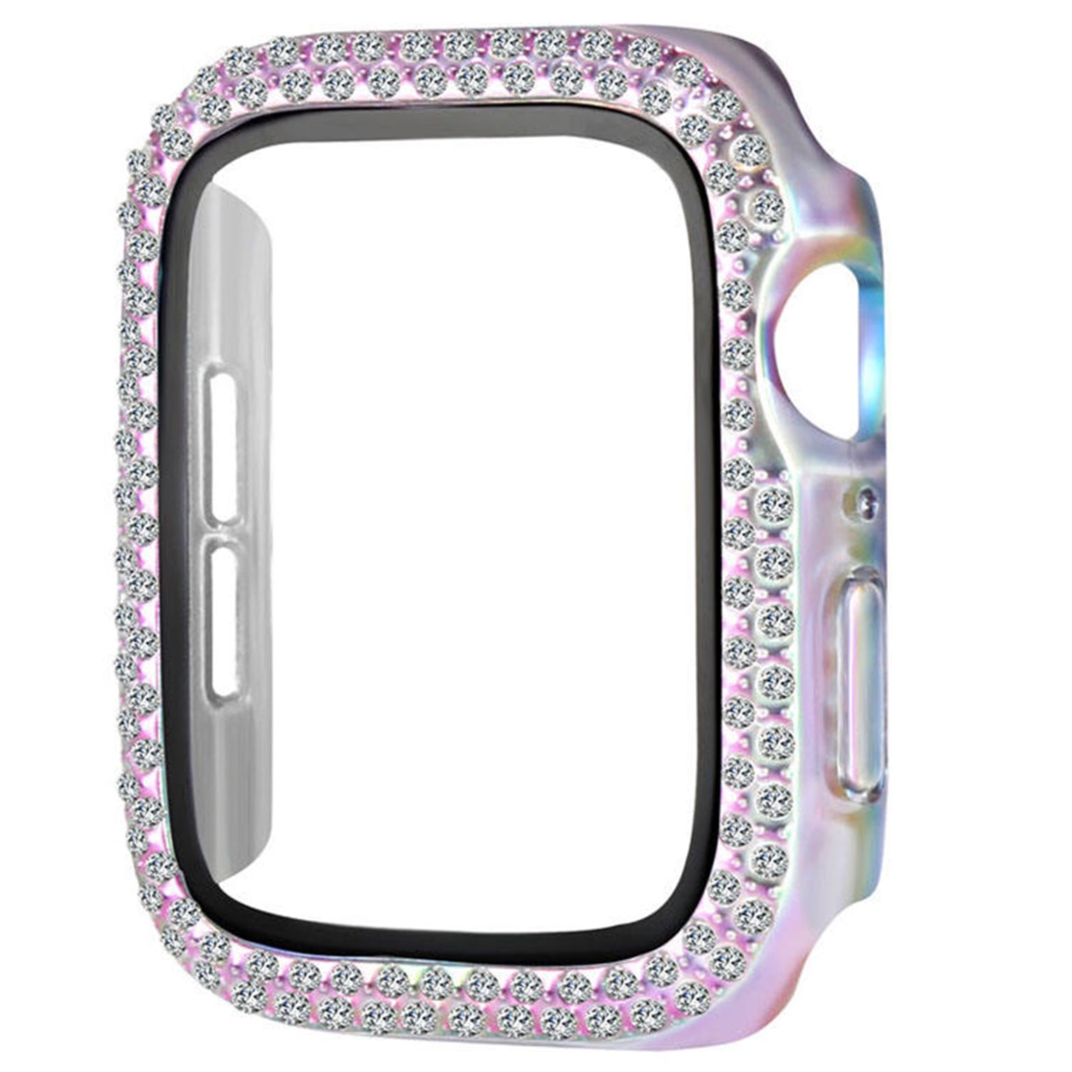 Cases & Covers Dual Rhinestone Frame Built-in Glass Screen Protector Hard Cover for Apple Watch 45mm
