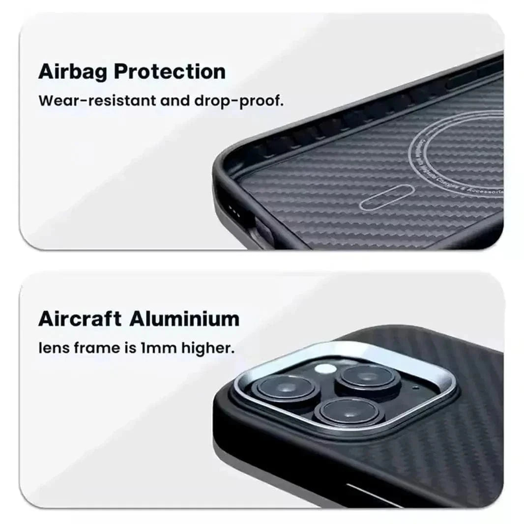 Real Aramid Carbon Fiber Magsafe TPU Edge Case for iPhone 16 Pro Max