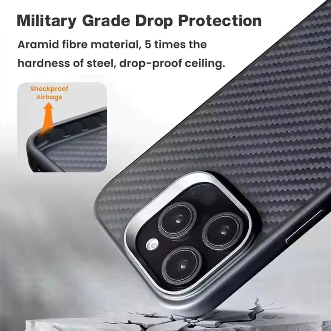 Real Aramid Carbon Fiber Magsafe TPU Edge Case for iPhone 16 Pro Max