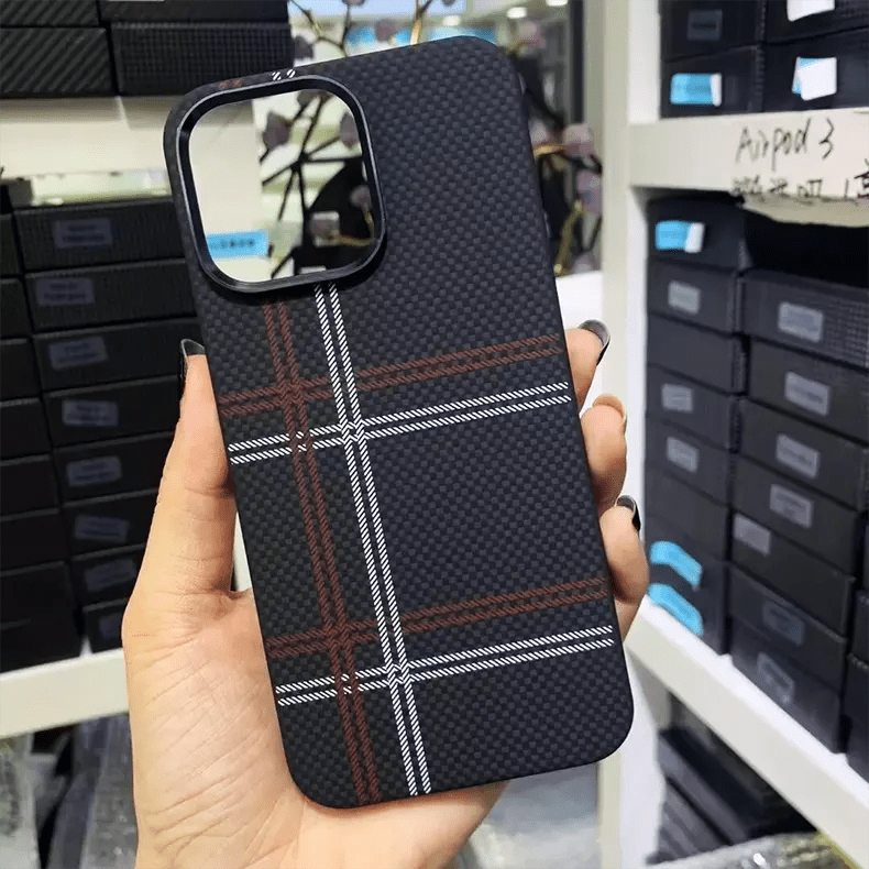 Cases & Covers for iPhone 15 Pro Max / Weaving Black Real Aramid Fiber Case With Magnetic Magsafe Case for Apple iPhone