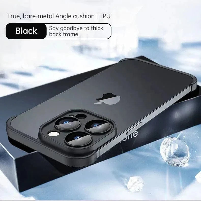 Real Bare Corner Pad Bordeless TPU Camera Lens Protection Case for iPhone 15