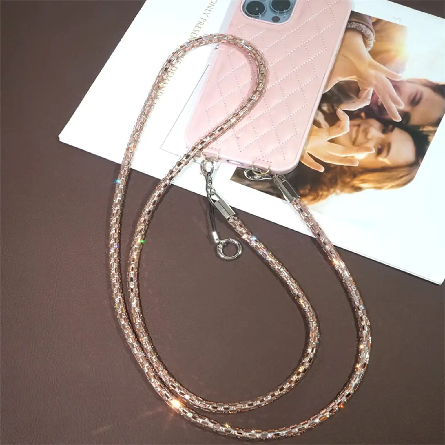 Enhancement Rhinestone Bling Full Diamond Crossbody Long Strap for The Neck And Shoulder Mobile Phone Lanyard