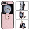 Cases & Covers for Samsung Z Flip6 / Pink Rhombus Leather Texture Ring Case for Samsung Galaxy Z Flip 6