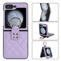 Cases & Covers for Samsung Z Flip6 / Purple Rhombus Leather Texture Ring Case for Samsung Galaxy Z Flip 6