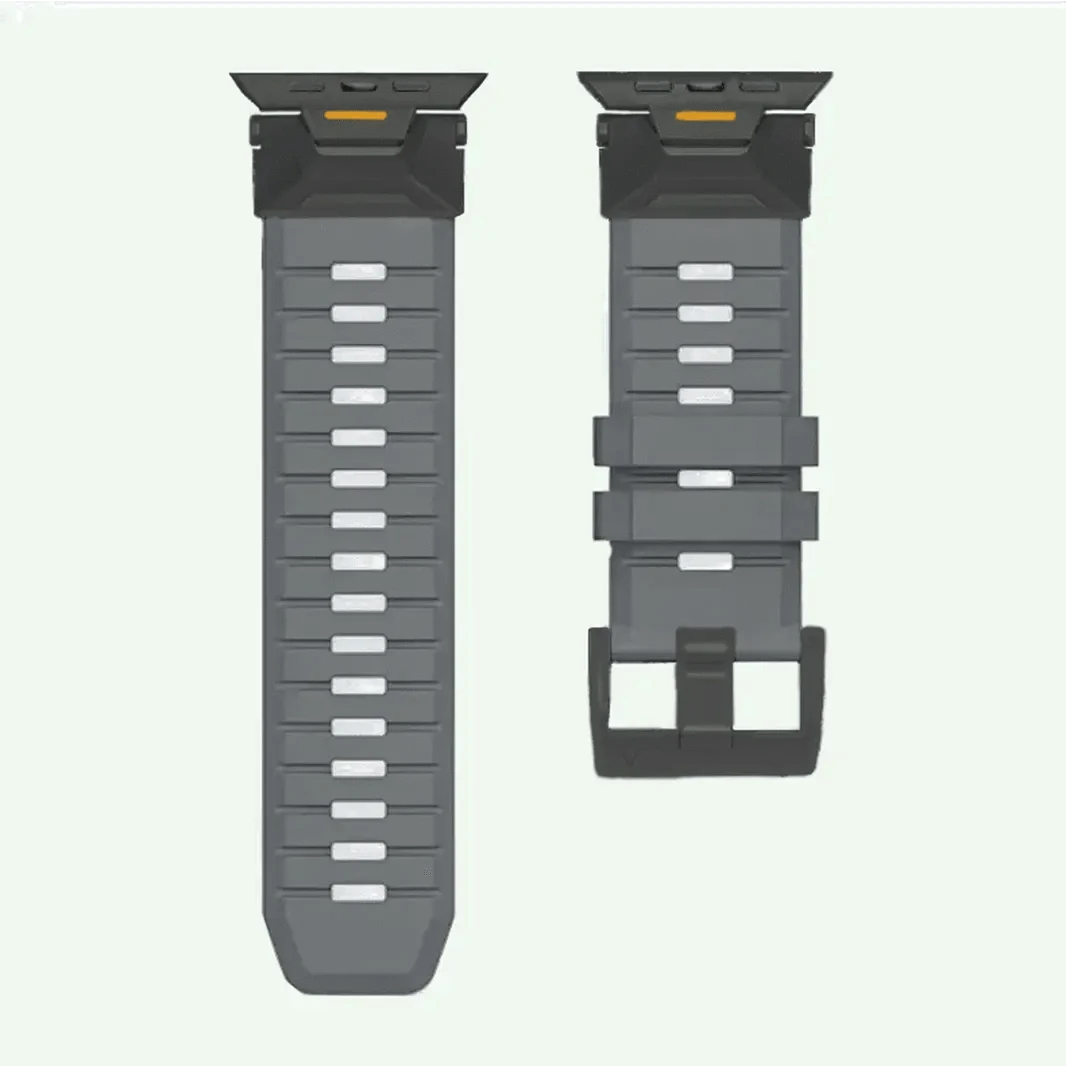 ktusu Generic Watch Bands Rugged Military Tactical Silicone Band for Apple Watch 42 | 44 | 45 | Ultra 49 | 46mm S10 Black / Dark Grey