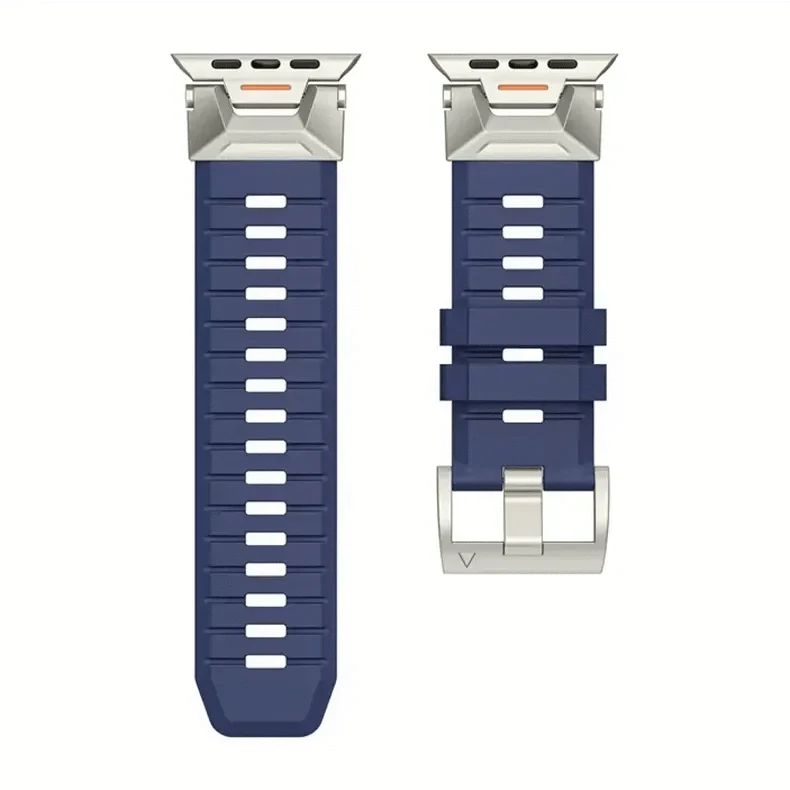 ktusu Generic Watch Bands Rugged Military Tactical Silicone Band for Apple Watch 42 | 44 | 45 | Ultra 49 | 46mm S10 Midnight Blue