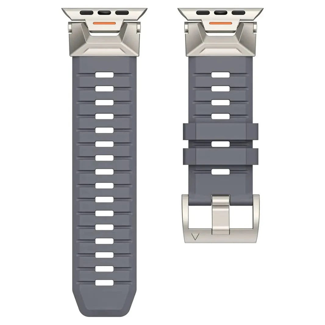 ktusu Generic Watch Bands Rugged Military Tactical Silicone Band for Apple Watch 42 | 44 | 45 | Ultra 49 | 46mm S10 Natural Titanium / Dark Grey