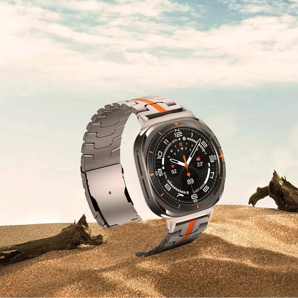 Watch Bands Satin Brushed Metal Link Bracelet Band for Samsung Watch Ultra 47mm