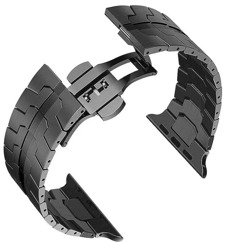 Watch Bands Satin Brushed Stainless Steel Buterfly Buckle Band for Apple Watch 42 | 44 | 45 | Ultra 49 | 46mm S10