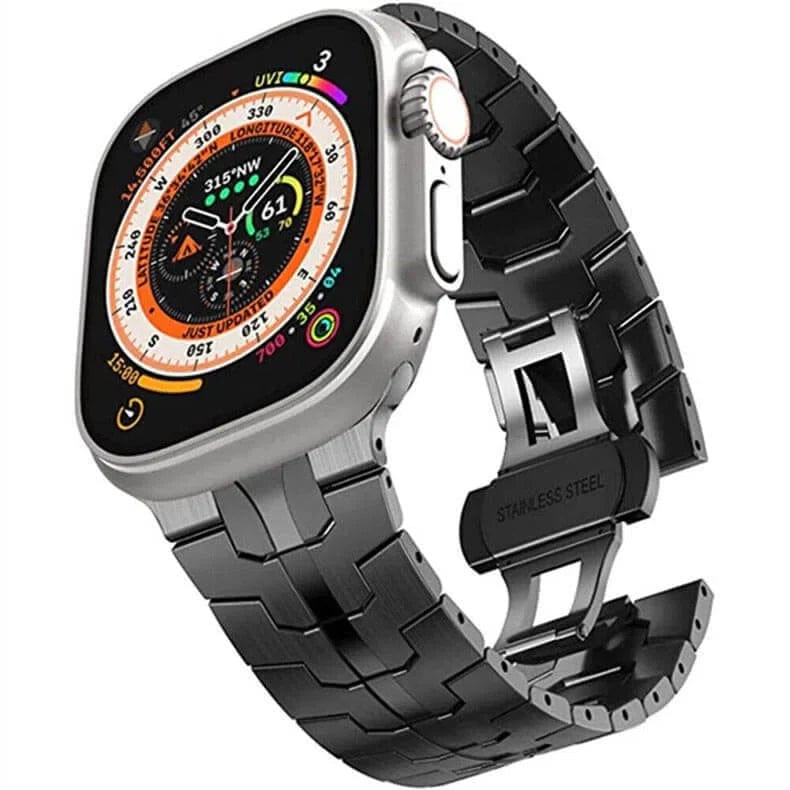 Watch Bands Satin Brushed Stainless Steel Buterfly Buckle Band for Apple Watch 42 | 44 | 45 | Ultra 49 | 46mm S10