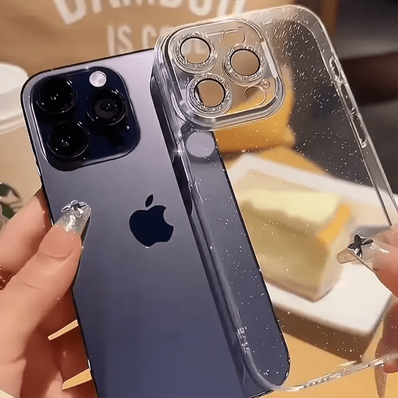 Cases & Covers for iPhone 15 Pro Max / Clear Shiny Glitter Camera Protective Clear Hard Phone Back Case for iPhone