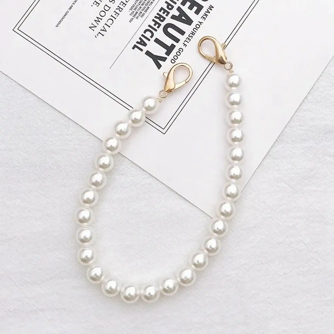 Enhancement Short Wrist Style Pearl Mobile Phone Lanyard