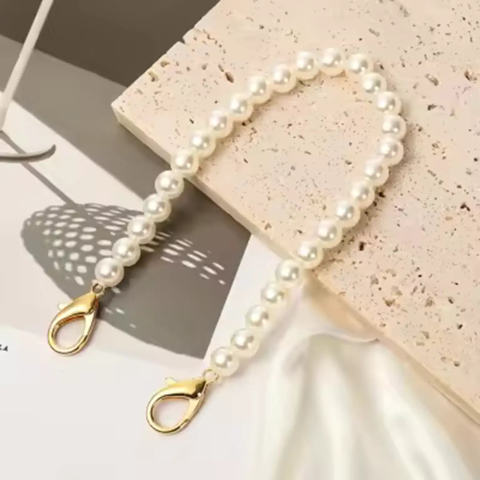 Enhancement Short Wrist Style Pearl Mobile Phone Lanyard