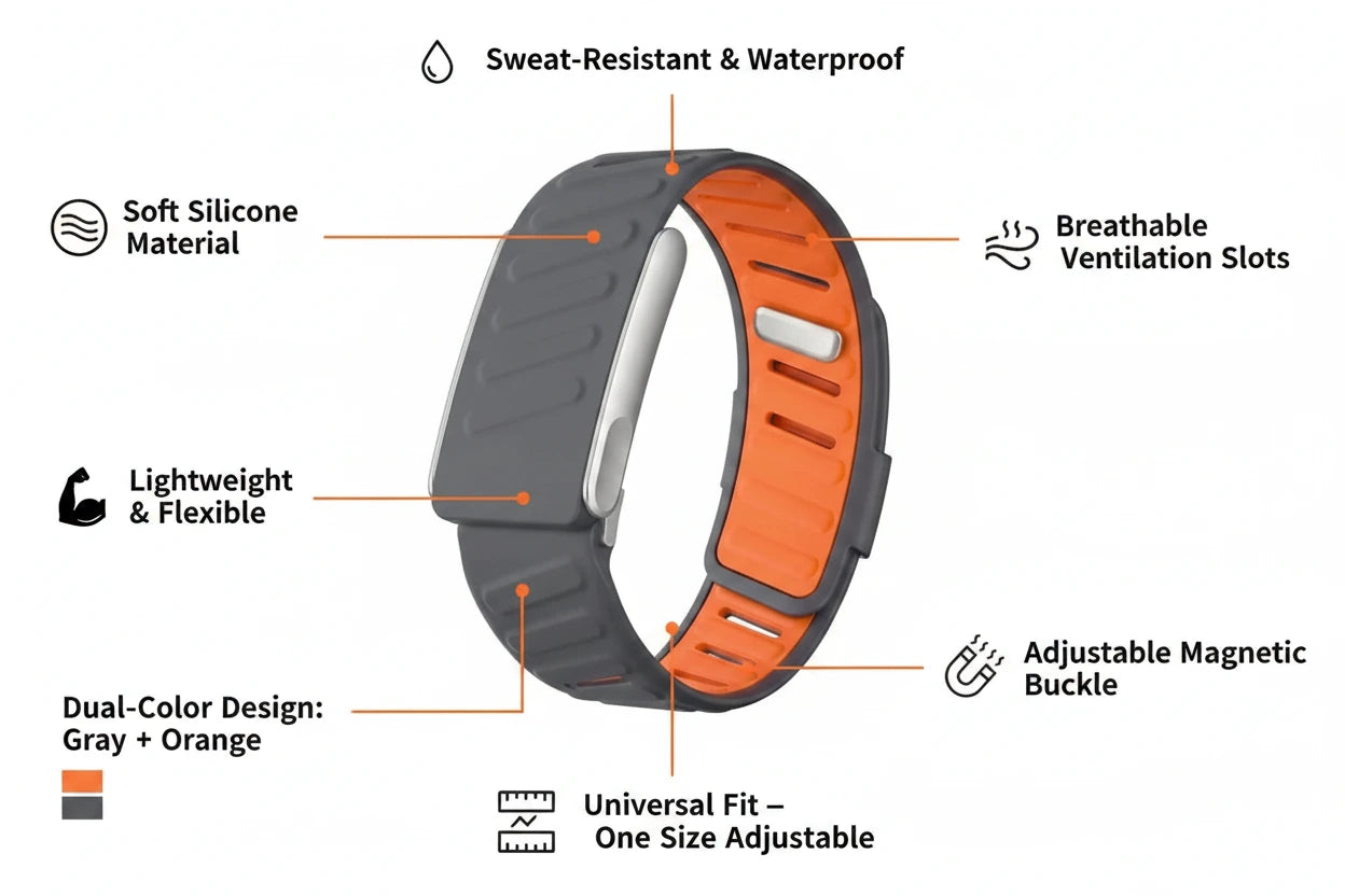 Watch Bands Silicone Soft Sports Loop Adjustable Replacement Strap for Whoop 5.0 (MG)