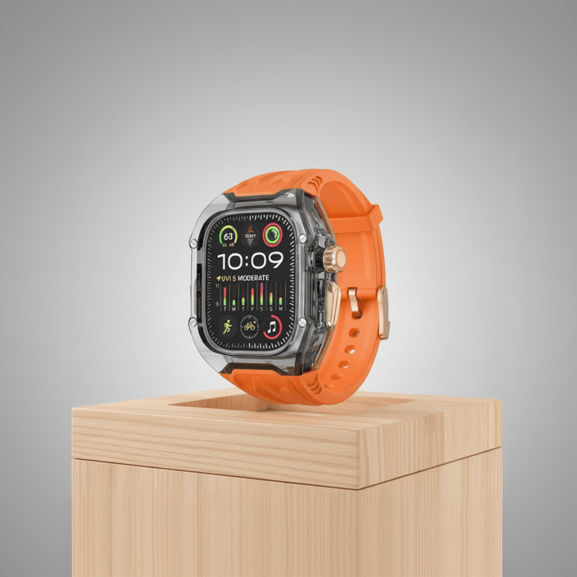 Watch Bands Silicone Watch Band with Protective Rugged Hard Cover for Apple Watch 46mm S10