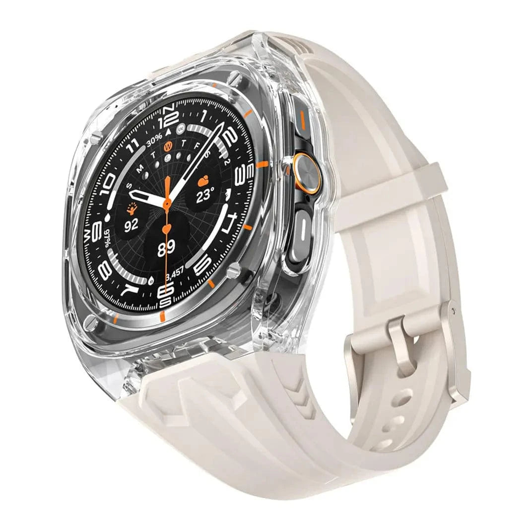 ktusu Generic Watch Bands Silicone Watch Band with Protective Rugged Hard Cover for Samsung Watch Ultra 47mm Starlight