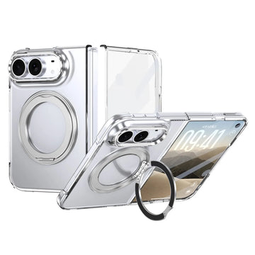 360°Rotatable Ring Kickstand Transparent Hard Case for iPhone Duo Silver KTSUL5AFS 8900957595425