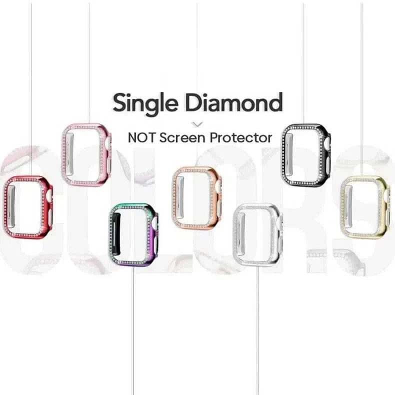 Single Rhinestone Frame 360 Degree Hard Body Bumper for Apple Watch 41mm