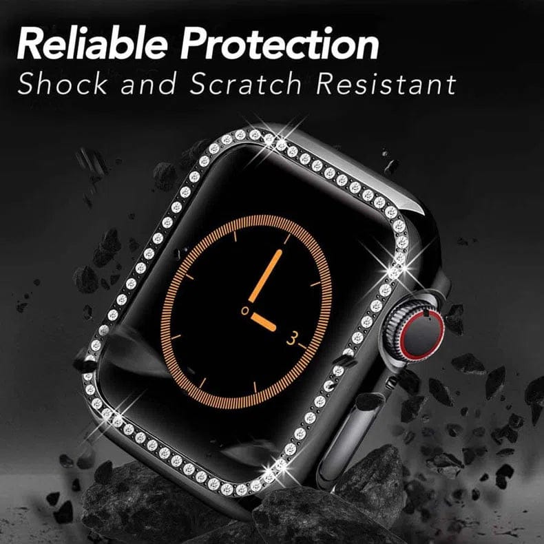 Single Rhinestone Frame 360 Degree Hard Body Bumper for Apple Watch 41mm