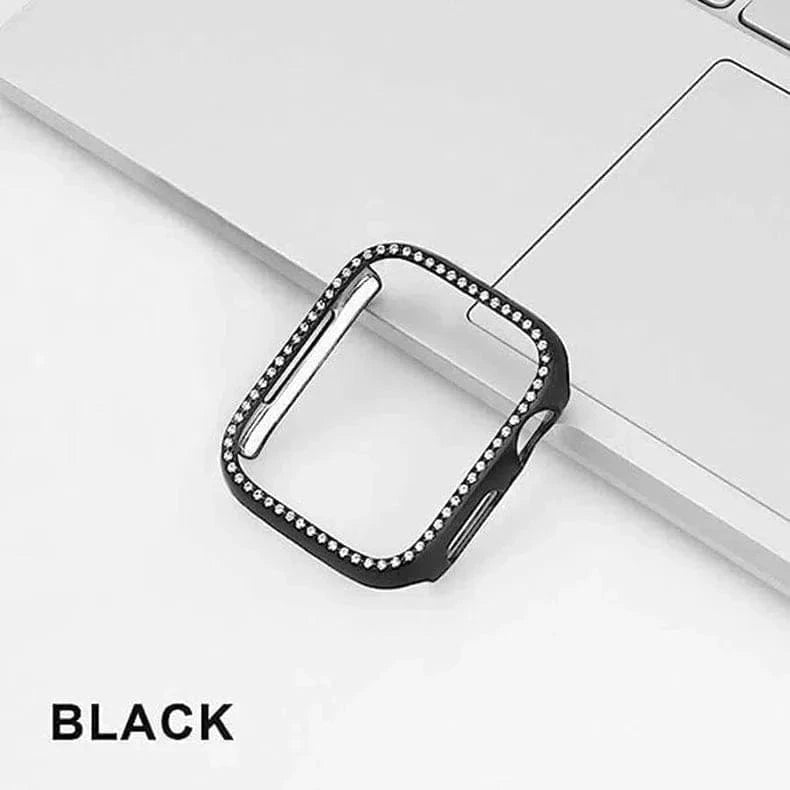 Single Rhinestone Frame 360 Degree Hard Body Bumper for Apple Watch 41mm