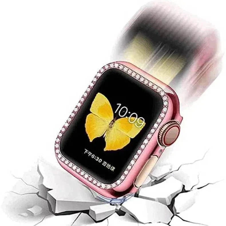 Single Rhinestone Frame 360 Degree Hard Body Bumper for Apple Watch 41mm